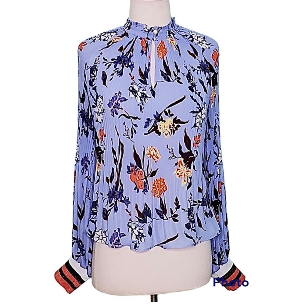 Anthropologie Belle Vere Pleated Floral Blouse